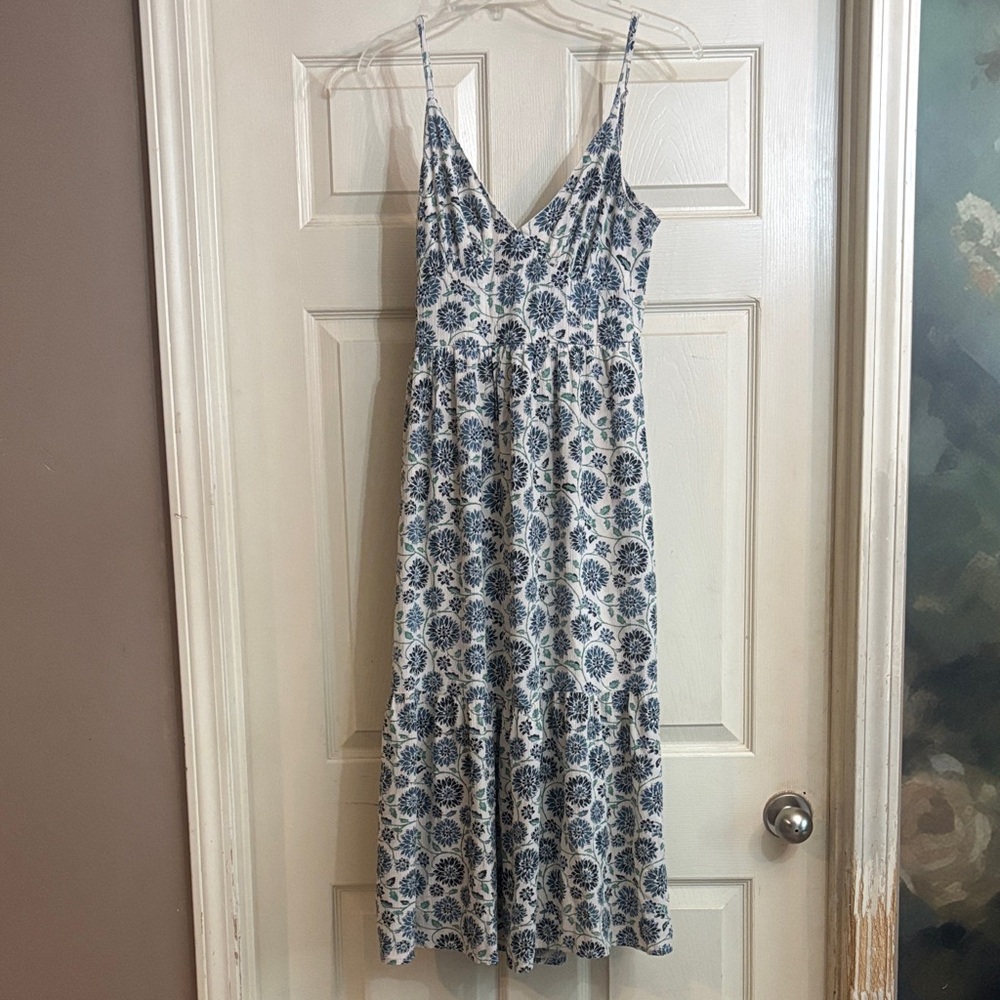 Floral Blue and White Maxi Dress